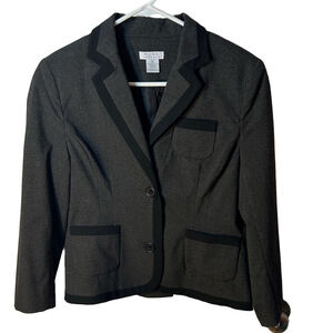 Pure Alfred Sung Grey Blazer with Black Trim Buttoned Small Women’s Jacket